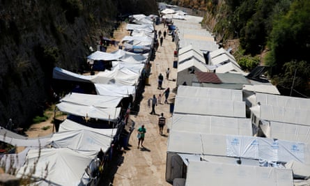A camp for refugees and migrants on the Greek island of Chios