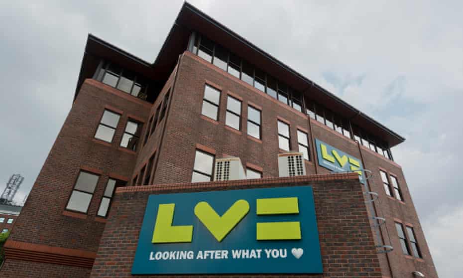 Signage for LV= on the firm's building in Bournemouth.
