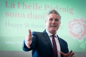 Keir Starmer speaking to the Labour party’s Irish Society annual St Patrick’s Day reception at the London Irish Centre today.