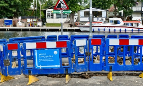 Thames Water pipe-fixing works outside their HQ  in Reading. 