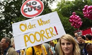 Public sector workers stage a mass strike over planned cuts to pensions.