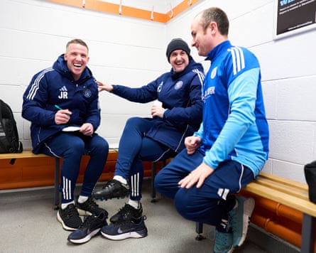 Macclesfield’s manager John Rooney, assistant Francis Jeffers and kitman Ged Coyne