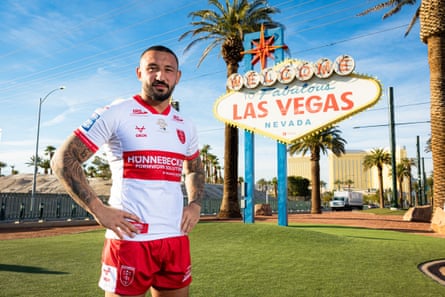 Hull KR captain Elliot Minchella in Las Vegas before the team’s match against Leeds Rhinos.