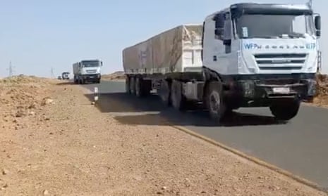 A convoy of 20 World Food Programme trucks with humanitarian aid have reached.