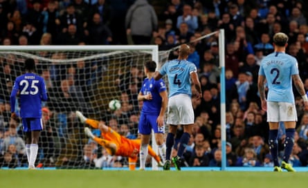 May 6, 2019 Manchester City’s Vincent Kompany scores the match-winning goal against Leicester.