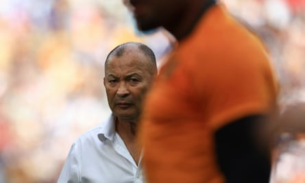 Eddie Jones on the pitch after Australia’s match with Fiji