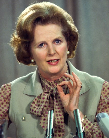 Political clout … Margaret Thatcher in a pussy bow blouse, circa 1980.
