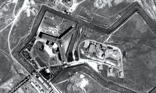 A ‘satellite’ image of Saydnaya prison, based on an Amnesty reconstruction.