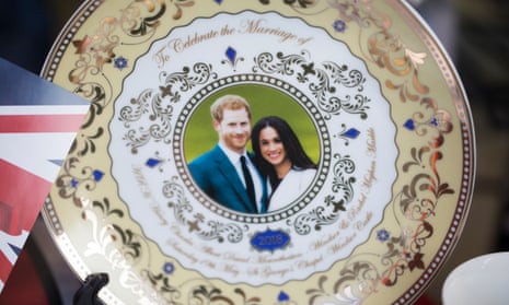 A commemorative plate for the wedding of Prince Harry and Meghan Markle, which will take place on 19 May in Windsor, Berkshire.