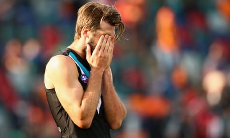 Port Adelaide star Justin Westhoff feels the burn of his side’s 86-point humiliation at the hands of GWS Giants on Sunday.
