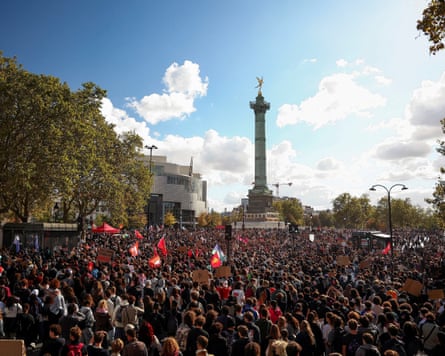 Crowds gathered at the Place de la Bastille on Thursday.