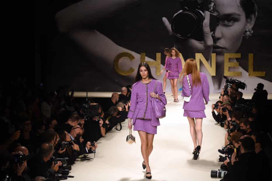 Sparkly pink tweed suits.