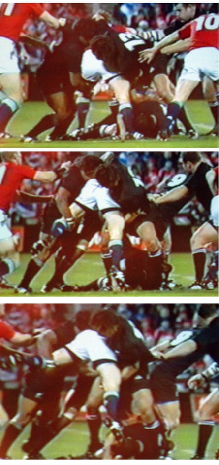 TV stills presented by Lions coach Clive Woodward to back his claim that Keven Mealamu and Tana Umaga spear-tackled Brian O’Driscoll