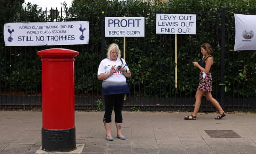 Banners addressed to Tottenham president Daniel Levy and the club's hierarchy ahead of a home game this season.