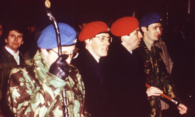 Noel Little (far right) at a rally alongside Peter Robinson (second from left).