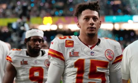 Patrick Mahomes leaves the field after Sunday’s loss.