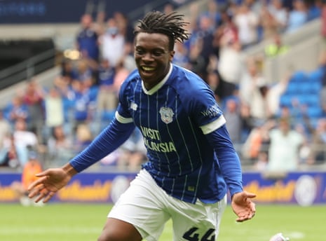 Ronan Kpakio celebrates scoring Cardiff City’s winner against Peterborough United.