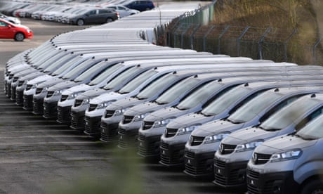 Cars parked at the Vauxhall factory in Ellesmere Port in 2020