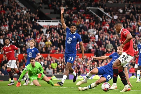 Anthony Martial slots home the second for Manchester United right on half-time.