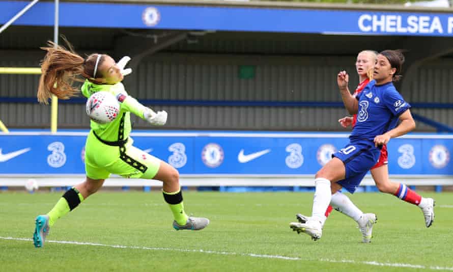 Sam Kerr was on target again as Chelsea wrapped up the WSL title with Sunday’s 5-0 win over Reading.