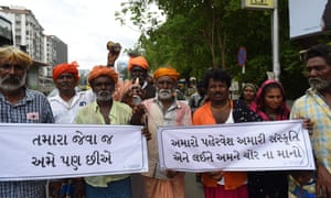 Indian members from the Vaadi community participate in a protest in support of Shantadevi Nath, who was killed by a mob who wrongly believed she was intent on abducting children. 