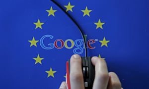A computer mouse over the Google and European Union logos