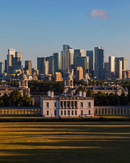 ‘The ever-changing London skyline is at its most eye-catching at sunset’: Greenwich Park.