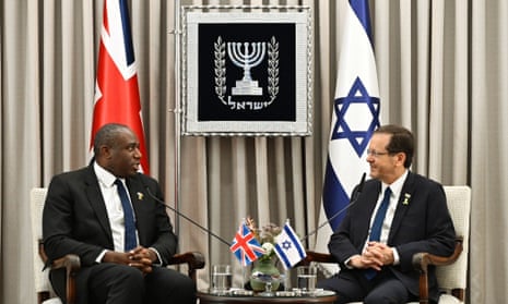 David Lammy (L) meets with Isaac Herzog (R) in west Jerusalem.