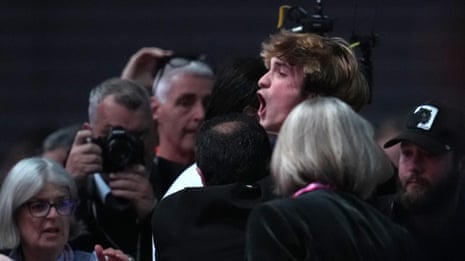 Rachel Reeves heckled by protester during Labour conference speech – video 