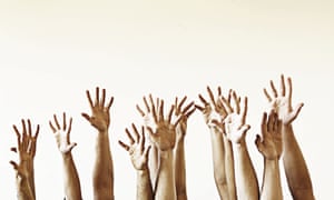 Hands raised in the air