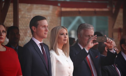 Jared Kushner and his wife, Ivanka Trump. The president’s son-in-law has mostly shied from the public stage, but he now is working in history’s spotlight.