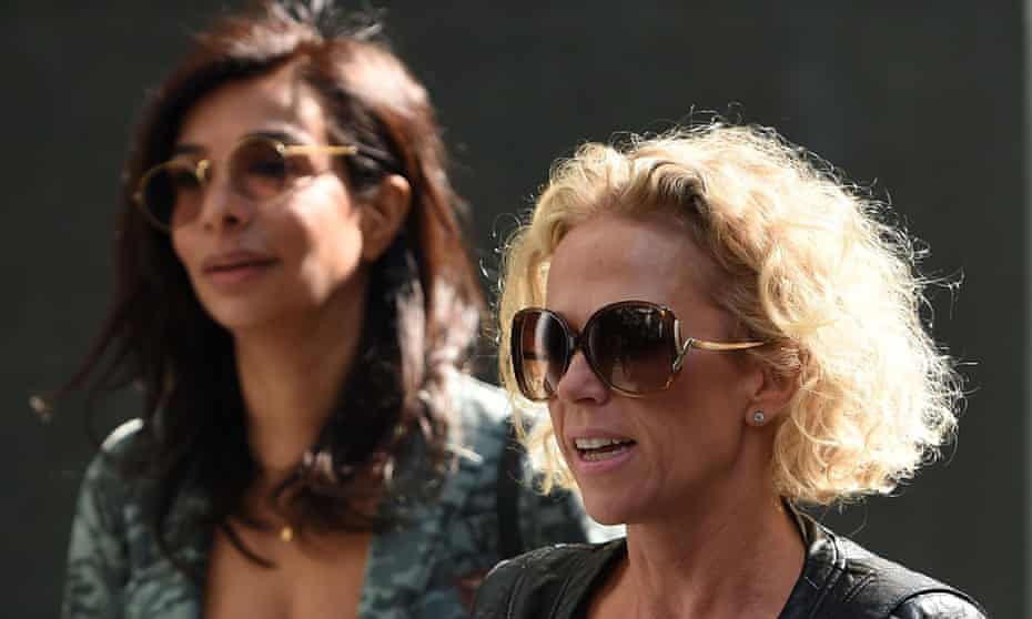 Soap actors Shobna Gulati (left) and Lucy Taggart, both victims of phone hacking, arrive at court