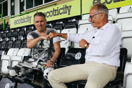 Simon Opher, a GP and MP, with Forest Green Rovers owner, Dale Vince.