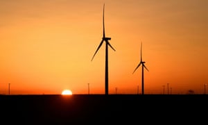 Wind turbines at sunrise in Texas