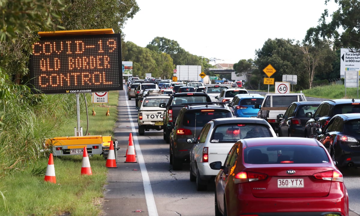 Long Delays As Queensland Nsw Border Closed For First Time Since Spanish Flu In 1919 Australia News The Guardian