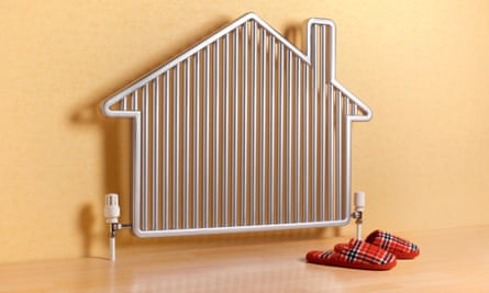 House-shaped radiator with slippers