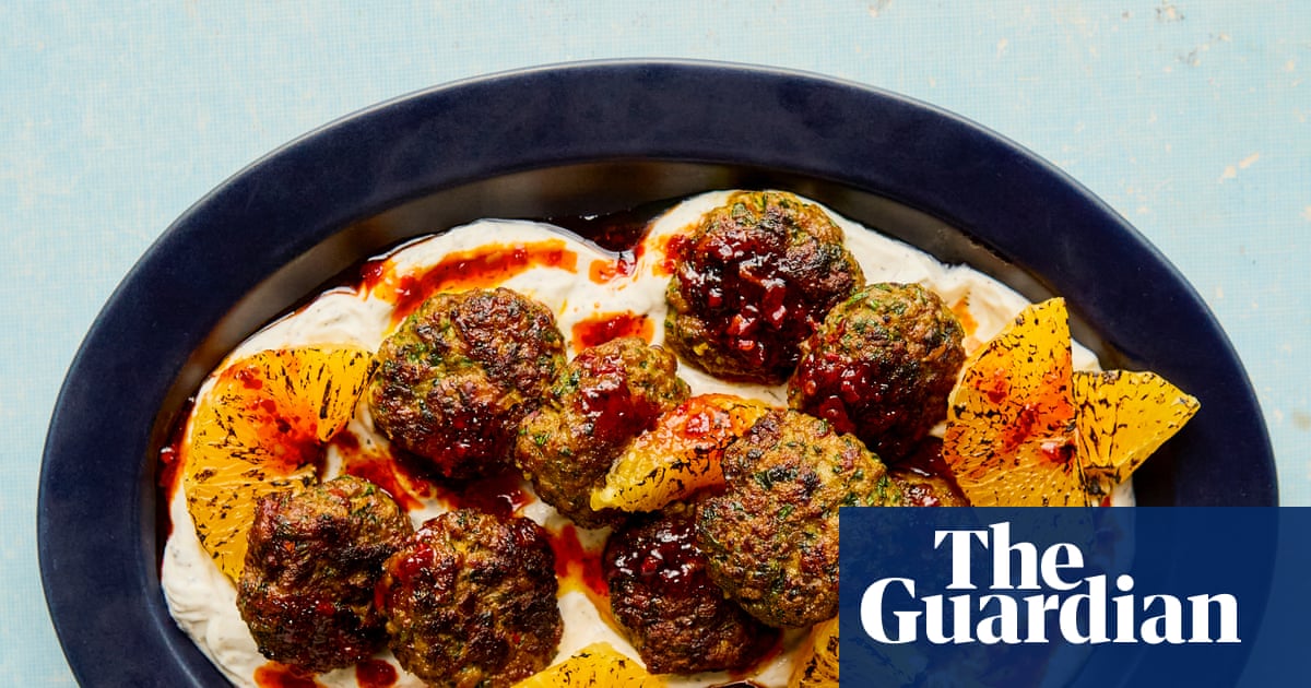 Sabrina Ghayour's recipes for lamb koftas with smoky aubergine salad