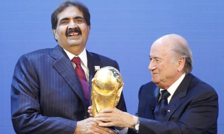Sheikh Hamad at the 2010 announcement that Qatar had been awarded the 2022 World Cup.