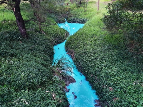 A bright blue creek