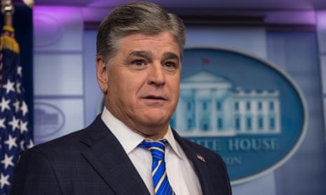 Fox News host Sean Hannity is seen in the White House briefing room in Washington, DC.