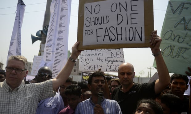 Bangladeshi activists and relatives of the victims of the Rana Plaza building collapse take part in a protest on 24 April 2014 marking the first anniversary of the building collapse that killed 1,138 workers in the world’s worst garment factory disaster.