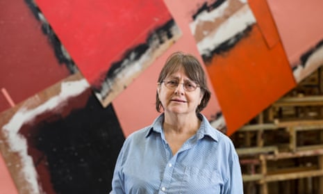 Phyllida Barlow with her work called ‘dock’ at Tate Britain, London, in 2014.