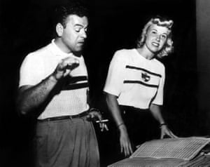 Les Brown and Doris Day rehearsing Sentimental Journey in 1945