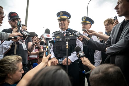 Police chief Fady Dagher speaks to media