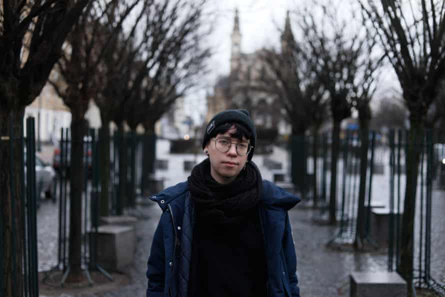 Aga photographed in an avenue of trees in a street in Warsaw, Poland