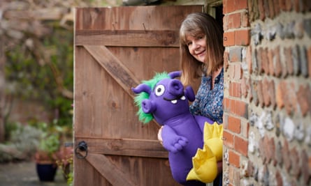 Julia Donaldson at home with a character from The Smeds &amp; the Smoos.