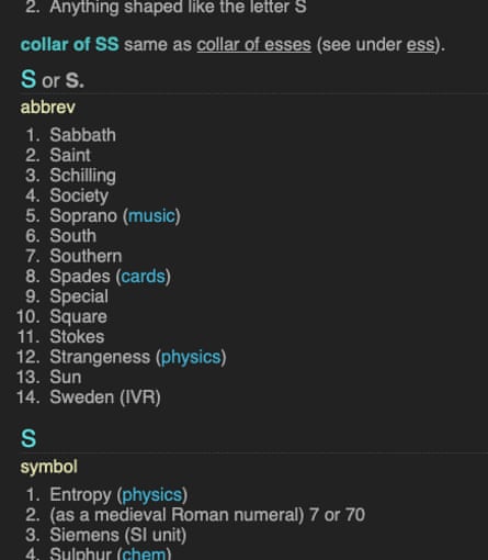 Application Chambers Dictionary pour 'S'