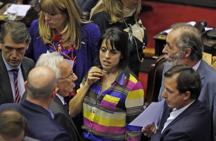 Victoria Donda (centre) at a session in the Chamber of Deputies of Congress in Buenos Aires, 9 May 2017.