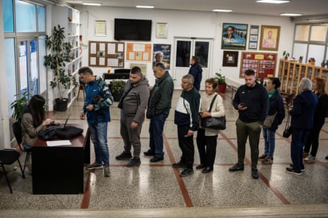 People wait to cast their ballots in Banja Luka, Bosnia and Herzegovina, October 4, 2026. REUTERS/Marko Djurica