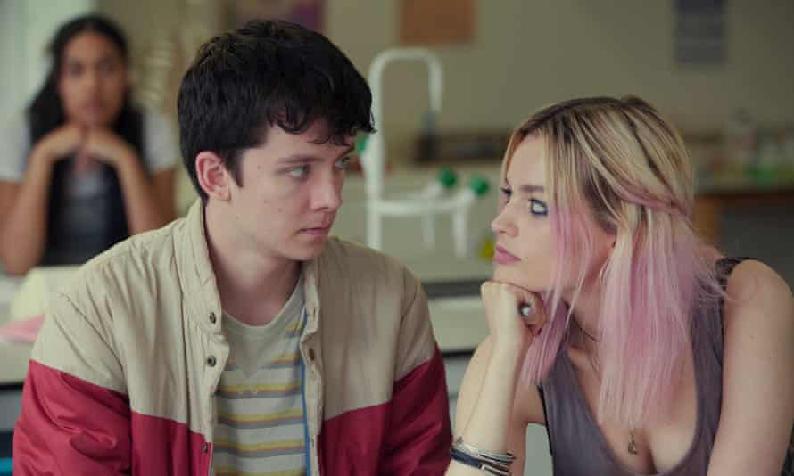 Mackey deeds ... Emma with Asa Butterfield in Sex Education.